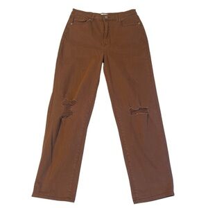 BP. Brown Distressed Straight Leg Jeans Women's 28